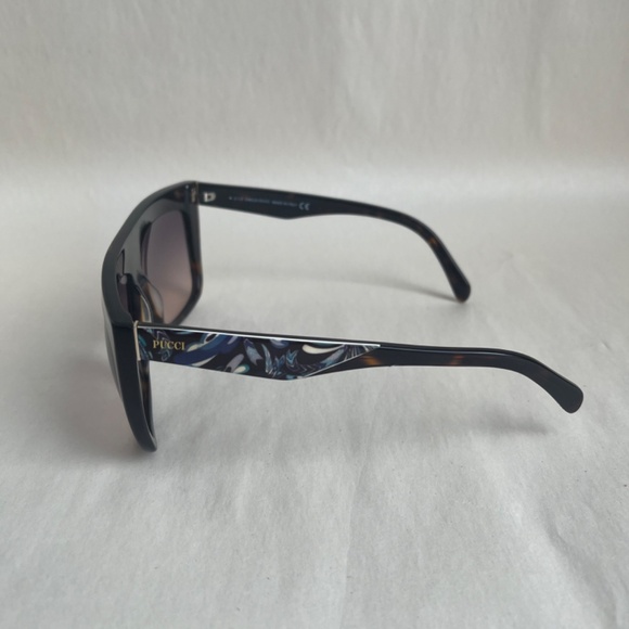 Emilio Pucci EP0008 Italy Shield Sunglasses Havana Gradient Smoke Abstract Print - Picture 10 of 14